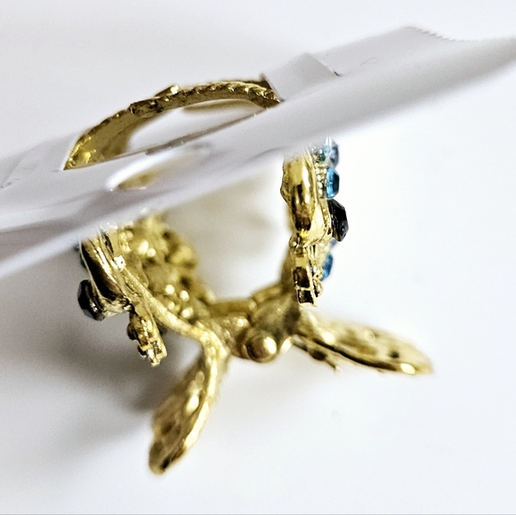NWT Blue Gems & Gold Enamel Peacock Medium Hair Clip! - Picture 13 of 14
